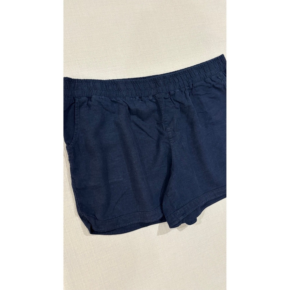 Maurices Shorts Womens XL Navy Blue Good Linen Blend Elastic Waist Casual